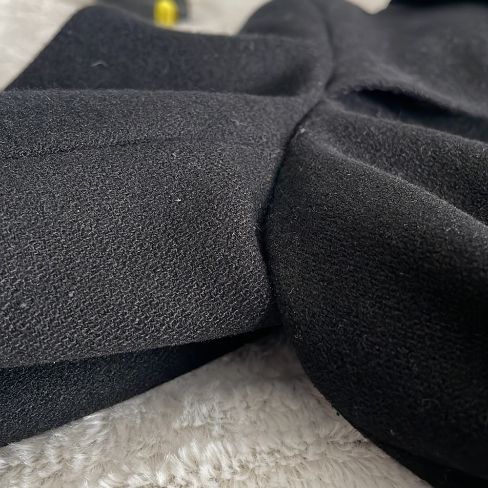DKNY Black Double Breasted Tie Belt Collared A-Line Wool Peacoat - Picture 9 of 9